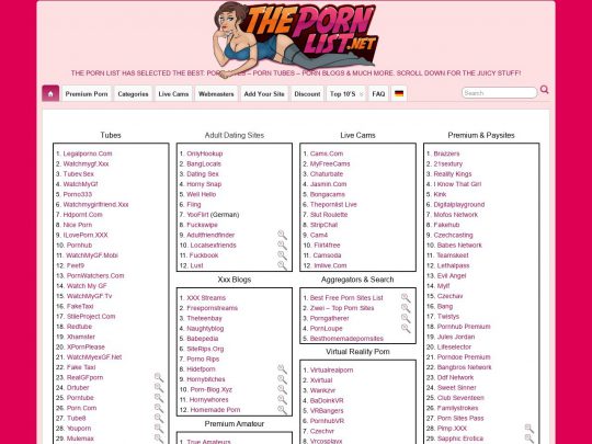 List Porn Site